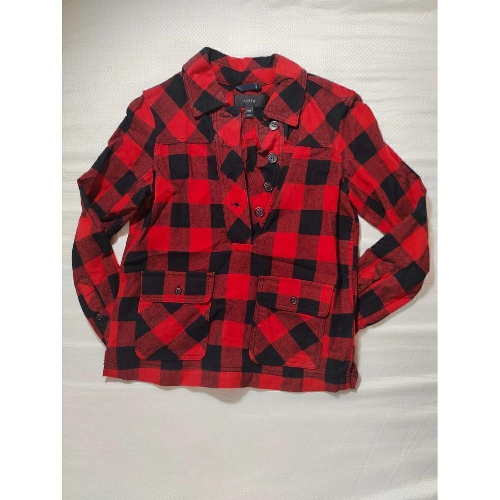 J CREW XXS PREOWNED WOMENS FLANNEL SHIRT RED AND BLACK